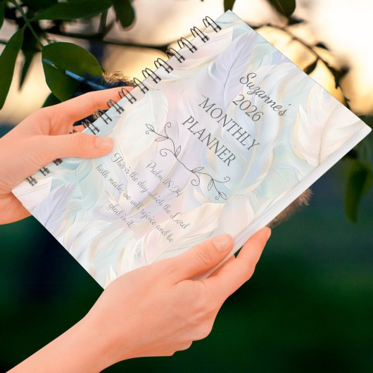 Personalisiert 2026 Boho Feather Psalms Bible Vers Planer
