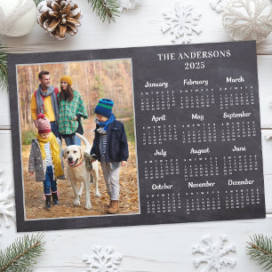 Personalisiert 2026 Rustikaler Foto-Kalender Feiertagskarte