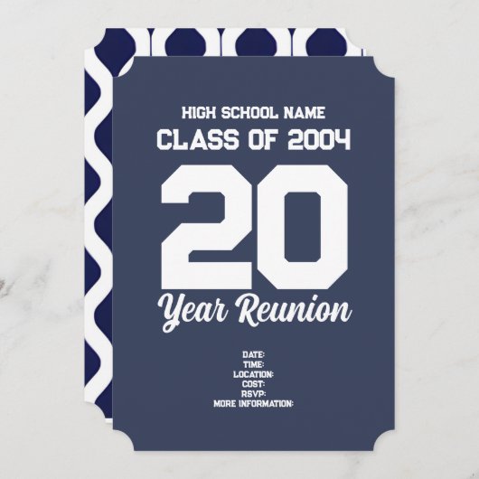 Personalisiert 20 Jahre High School Wiedersehen Ei Einladung (Vorne/Hinten)