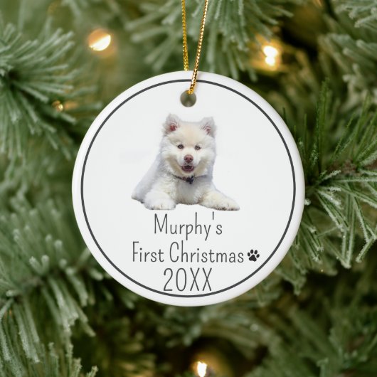 Personalisiert 20XX Hunde Erstes Weihnachtsfest Fo Keramik Ornament (Baum)
