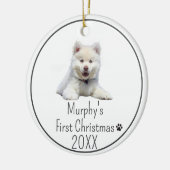 Personalisiert 20XX Hunde Erstes Weihnachtsfest Fo Keramik Ornament (Links)