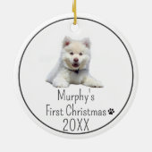 Personalisiert 20XX Hunde Erstes Weihnachtsfest Fo Keramik Ornament (Hinten)