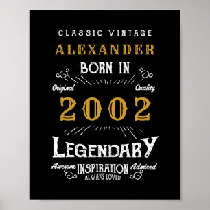 Personalisiert 21. Geburtstag 2002 Name Legendär h Poster