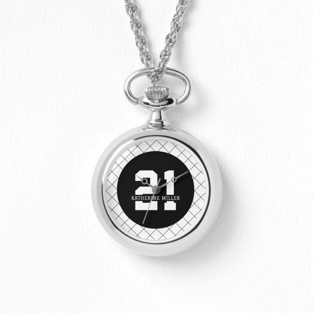 Personalisiert 21. Geburtstag Modern und elegant Armbanduhr (Vorderseite)