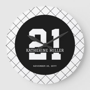Personalisiert 21. Geburtstag Modern und elegant Große Wanduhr