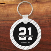 Personalisiert 21. Geburtstag Modern und elegant Schlüsselanhänger (Rückseite)