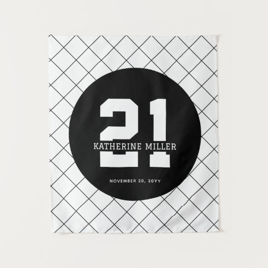 Personalisiert 21. Geburtstag Modern und elegant Wandteppich (Vorderseite)