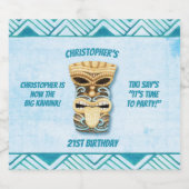 Personalisiert 21. Geburtstag Tiki Hawaiian Luau Bierflaschenetikett (Einzelnes Label)
