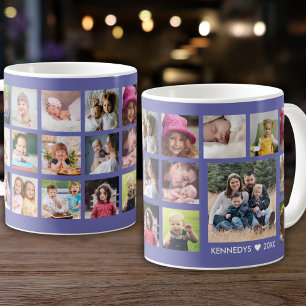 Personalisiert 22 Fotocollage Familienname Kaffeetasse