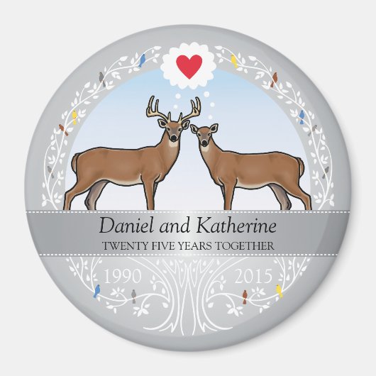 Personalisiert 25. Hochzeitstag, Buck & Doe Magnet (Vorne)