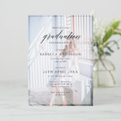 Personalisiert 2 Foto Chic Calligraphy Abschluss Einladung (Stehend Vorderseite)