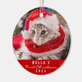 Personalisiert 2 Foto Hauskatze Meowy Weihnachten  Keramik Ornament (Links)