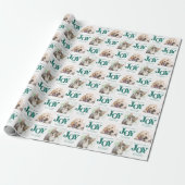 Personalisiert 2 Foto Haustier Hund JOY Aquamarine Geschenkpapier (Ungerollt)