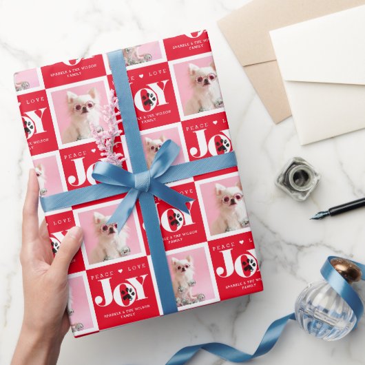 Personalisiert 2 Foto Haustier Hund JOY Geschenkpapier (Schenken)