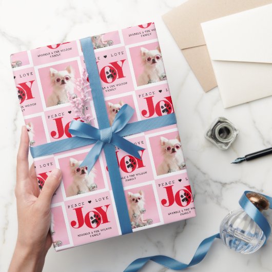 Personalisiert 2 Foto Haustier Hund JOY Geschenkpapier (Schenken)