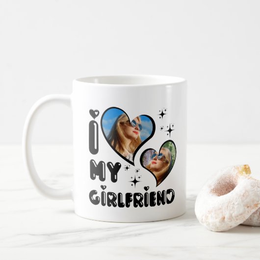 Personalisiert 2 Foto I Liebe Meine Freundin Kaffeetasse (Mit Donut)