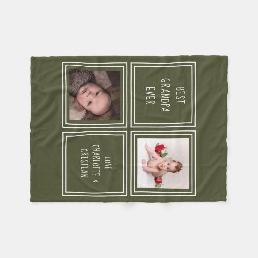 Personalisiert 2 Foto und Text Fleecedecke (Vorderseite (Horizontal))