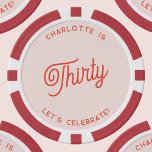 Personalisiert 30 330 30 Geburtstag Pokerchips<br><div class="desc">Ein modernes,  schicke Typografie-Design in Orange und Rosa zum Feiern Ihrer Sehenswürdigkeit dreißigsten Geburtstag im Stil. Ändern Sie den Text,  um ihn zu personalisieren.</div>
