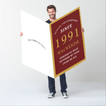 Personalisiert 30. Geburtstag 1991 Red Gold Huge