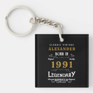Personalisiert 30. Geburtstag Geboren 1991 Schwarz Schlüsselanhänger