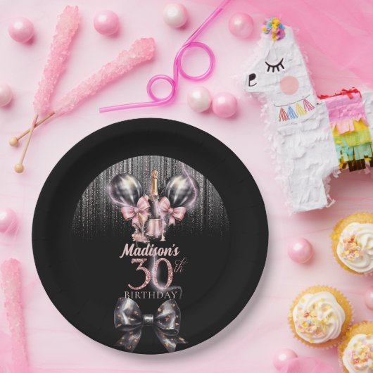 Personalisiert 30. Geburtstag Luxus Champagner Pappteller (Party)