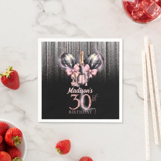 Personalisiert 30. Geburtstag Luxus Champagner Serviette (Beispiel)