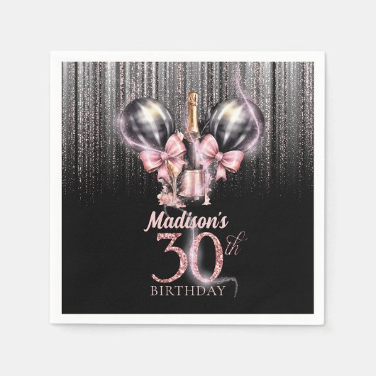 Personalisiert 30. Geburtstag Luxus Champagner Serviette (Vorderseite)