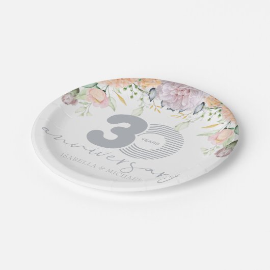 Personalisiert 30. Hochzeitstag Pappteller (Schrägansicht)
