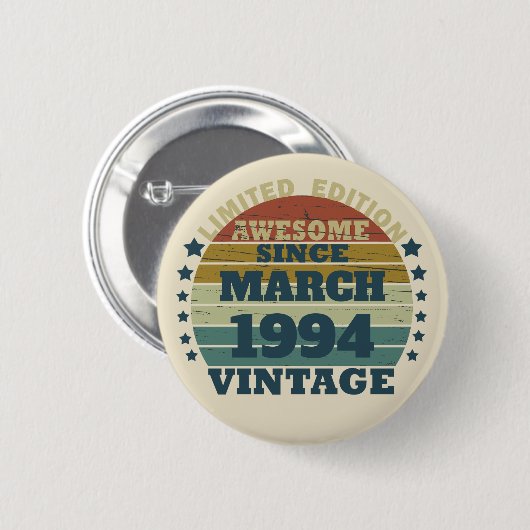 Personalisiert 30 Vintag 30. Geburtstag Party Button (Vorne & Hinten)