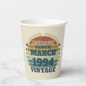 Personalisiert 30 Vintag 30. Geburtstag Party Pappbecher (Rückseite)