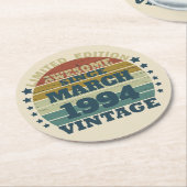 Personalisiert 30 Vintag 30. Geburtstag Party Runder Pappuntersetzer (Angewinkelt)