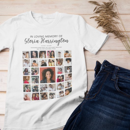 Personalisiert 33 Foto Collage Memorial T-Shirt