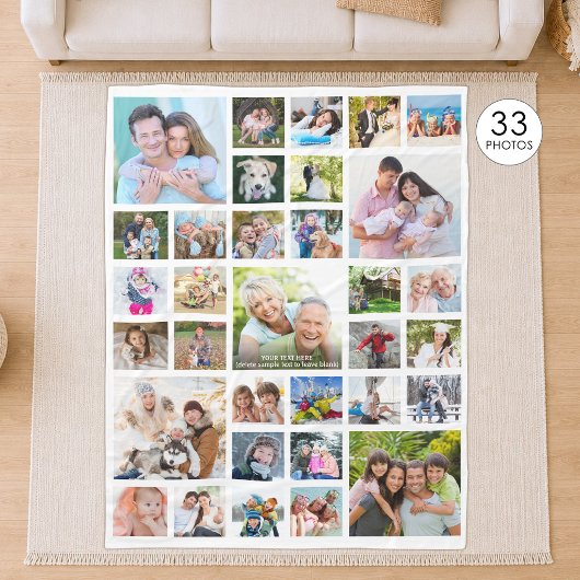 Personalisiert 33 Fotomaterial Vorlage weiß Fleecedecke