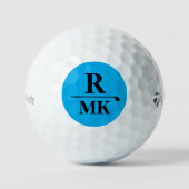 Personalisiert 3 Anfangsbuchstaben blau Golfball (Vorderseite)