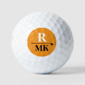 Personalisiert 3 Anfangsbuchstaben orange Golfball (Vorderseite)