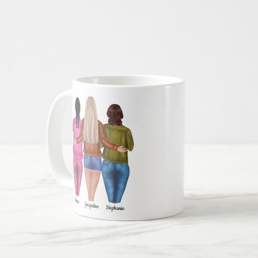 Personalisiert 3 Beste Freunde Kaffeetasse (Vorderseite Links)