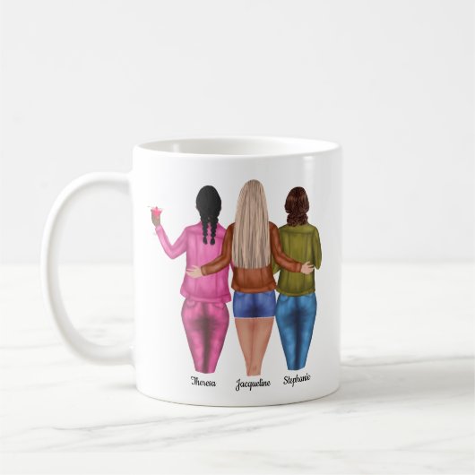 Personalisiert 3 Beste Freunde Kaffeetasse (Links)