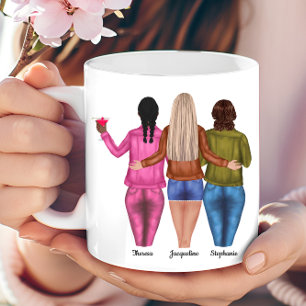 Personalisiert 3 Beste Freunde Kaffeetasse