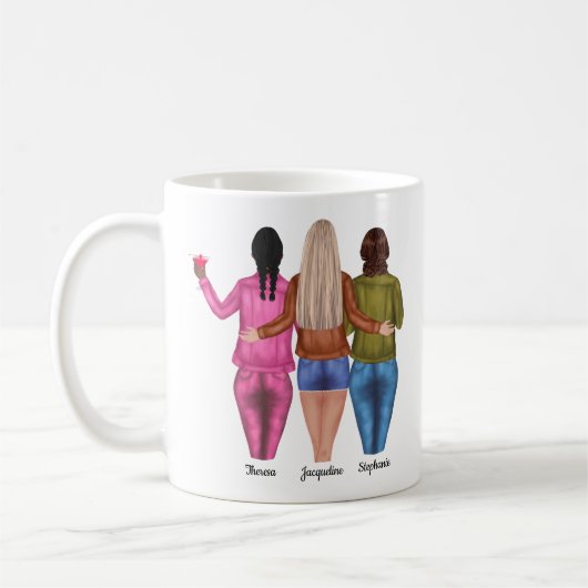 Personalisiert 3 Beste Freundinnen Kaffeetasse (Links)