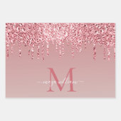 Personalisiert 3 Color Rose Gold Glitzer Tropfen Geschenkpapier Set (Vorderseite 2)