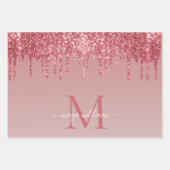 Personalisiert 3 Color Rose Gold Glitzer Tropfen Geschenkpapier Set (Vorderseite)