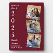 Personalisiert 3 Foto Burgundy Abschluss Fotoplatte (Vorderseite)