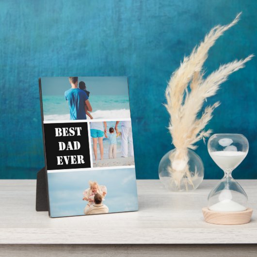 Personalisiert 3 Foto Collage Bester Vater je Gesc Fotoplatte (Seite)