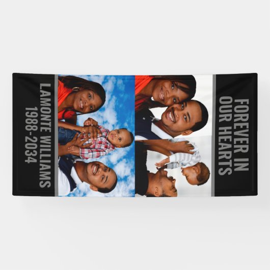 Personalisiert 3 Foto Collage Grave Blanket Cover Banner (Horizontal)