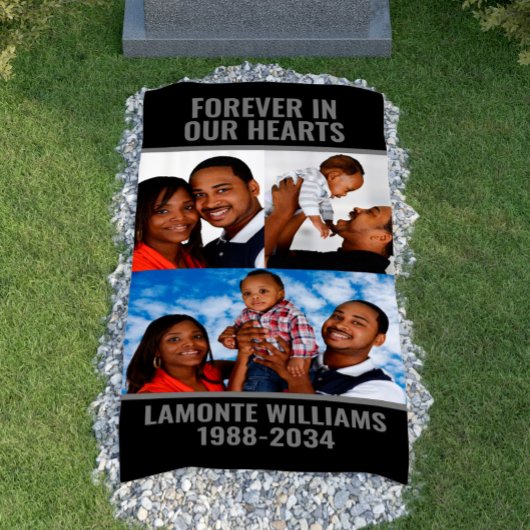 Personalisiert 3 Foto Collage Grave Blanket Cover Banner