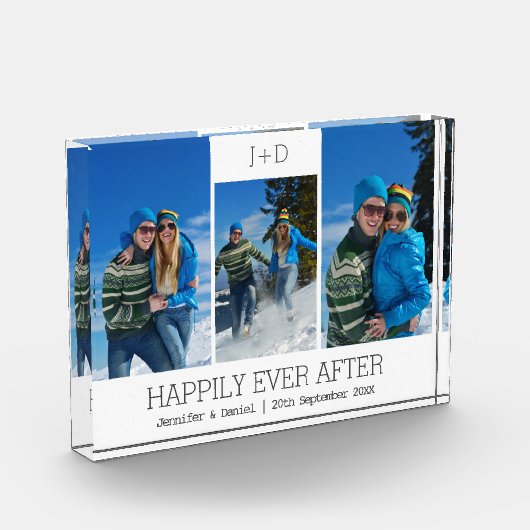 Personalisiert 3 Foto Collage Mit Monogramm Hochze (Links)