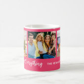 Personalisiert 3-Foto-Familienname-Zitat HotPink Kaffeetasse (Mittel)