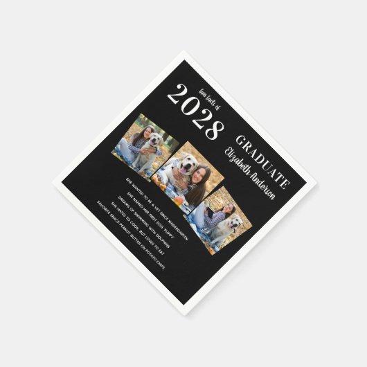 Personalisiert 3 Foto Graduate Fun Fakten Abschlus Serviette (Ecke)