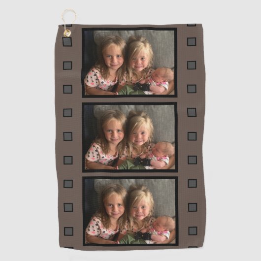 Personalisiert 3 Foto Retro-Filmstreifen Golfhandtuch (Vorderseite)