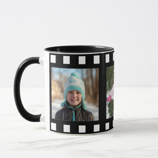 Personalisiert 3 Foto Schwarzer Film Rolle Tasse (Links)